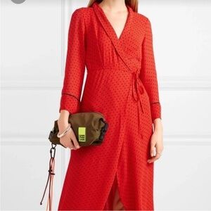 GANNI Mullin Asymmetric Midi Wrap Dress-US M